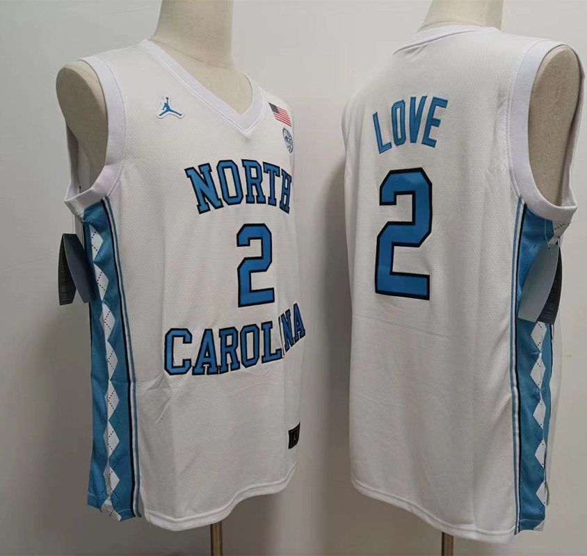 Men North Carolina Tar Heels #2 Love White 2025 NCAA Jersey->ncaa teams->NCAA Jersey
